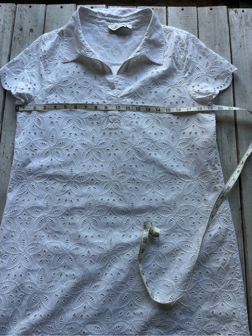 Vineyard Vines White Eyelet Shift Dress 100% Cotton Lined Size 12 - Picture 4 of 12